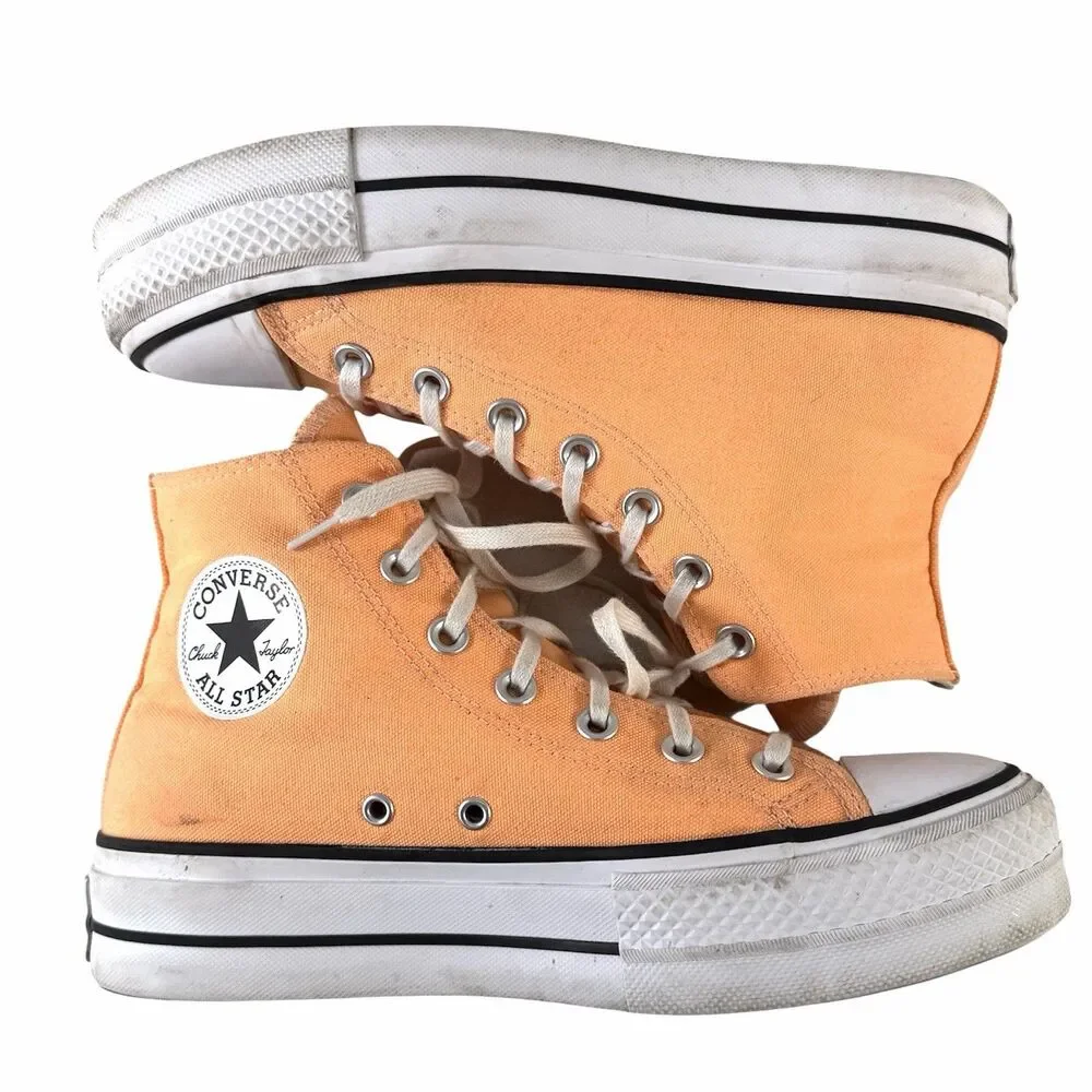 Converse Chuck Taylor All Star Lift Hi Platform Peach Beam Orange Womens 8